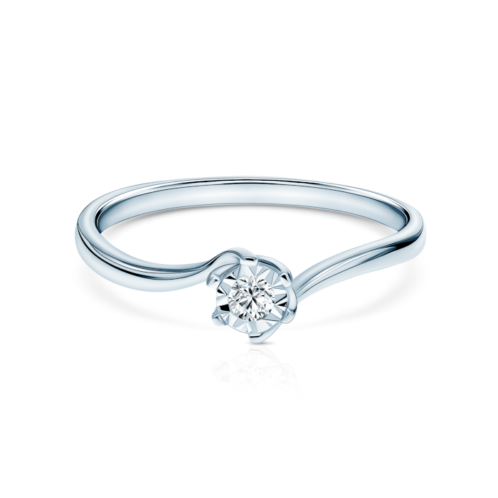 Каблучка для заручин Savicki: біле золото, діамант