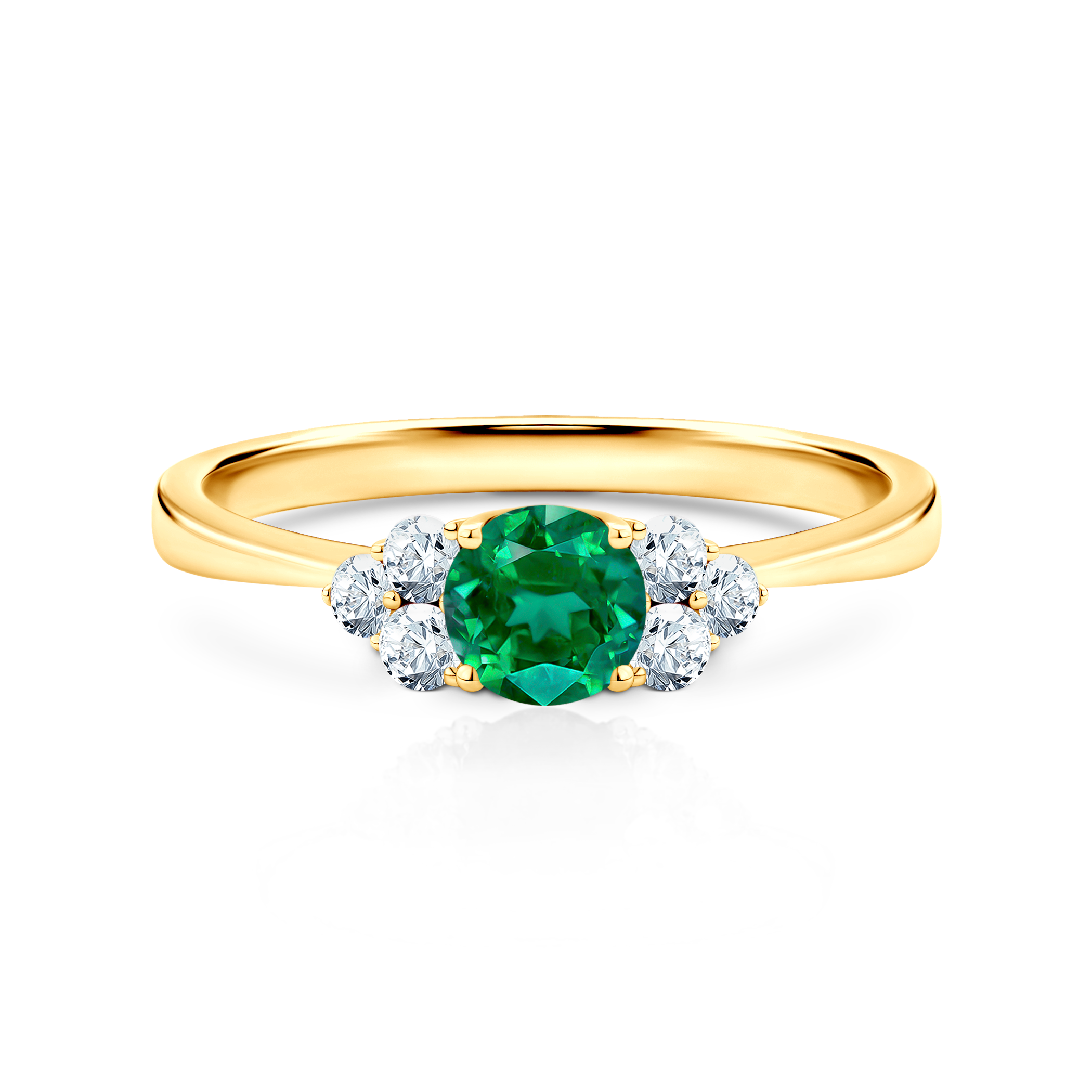 Fairytale Collection | Side-Stone Engagement Ring: gold, emerald