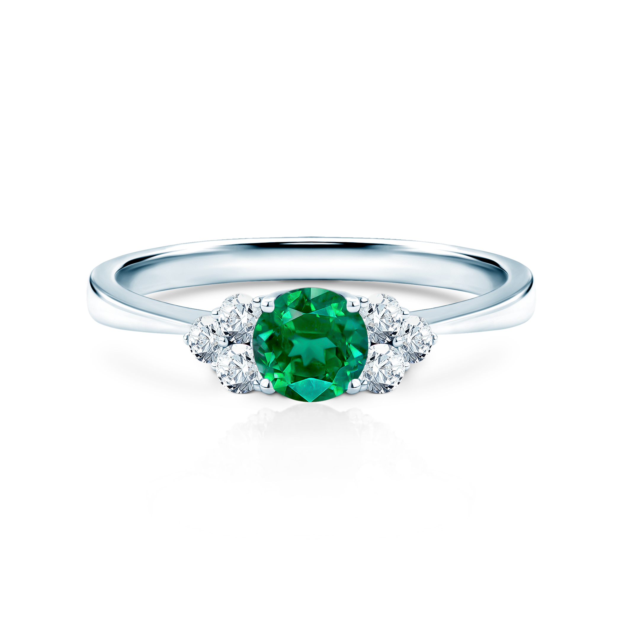 Fairytale Collection | Side-Stone Engagement Ring: white gold, emerald