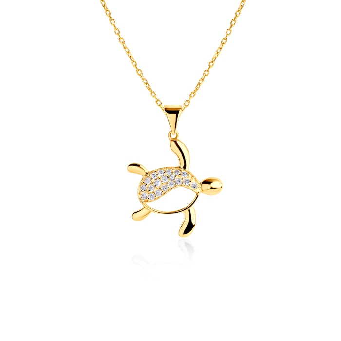 Savicki teknősbéka nyaklánc: arany, gyémántok