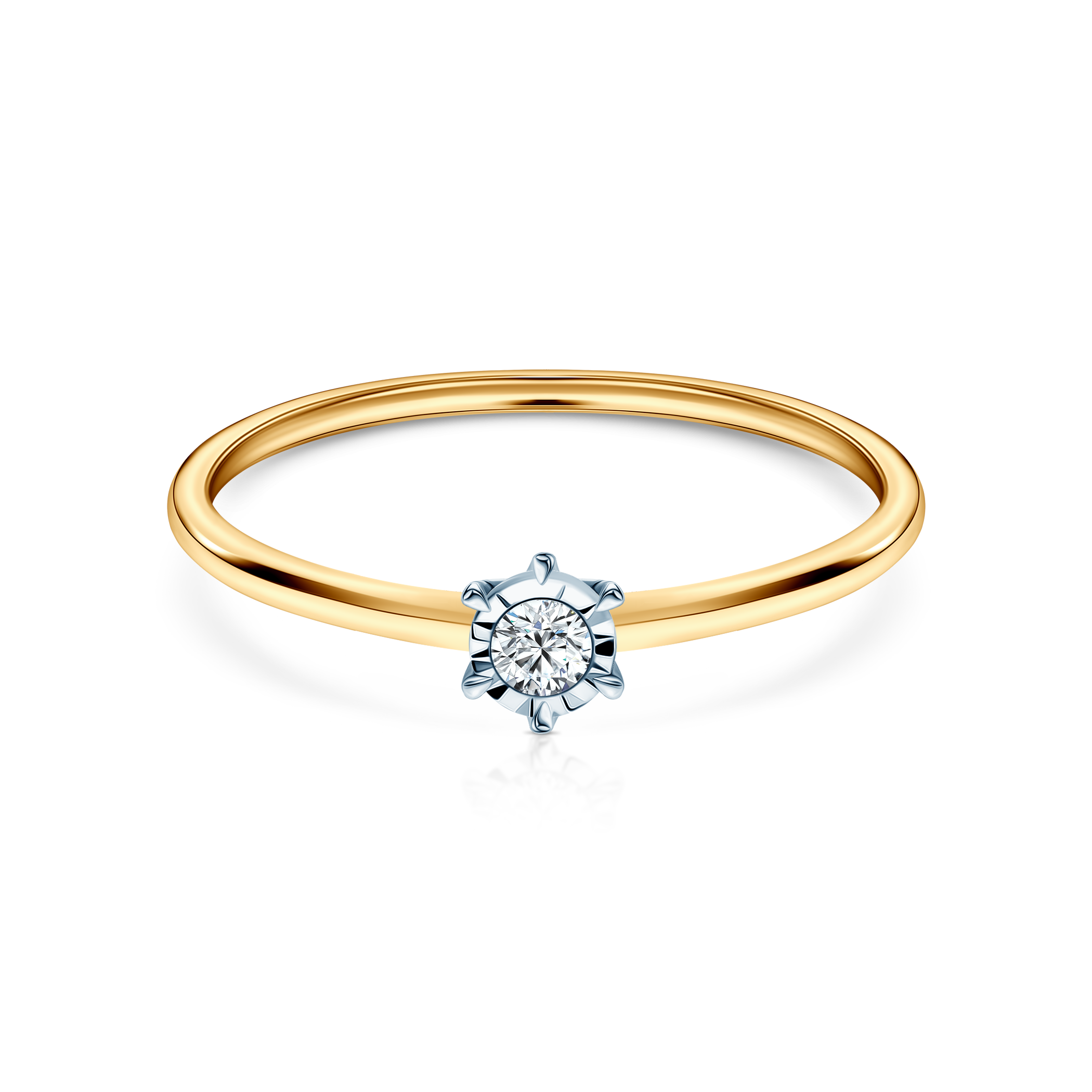 Каблучка для заручин Savicki: двоколірне золото, діамант