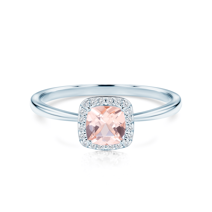 SAVICKI eljegyzési gyűrű: fehérarany, morganit és gyémántok