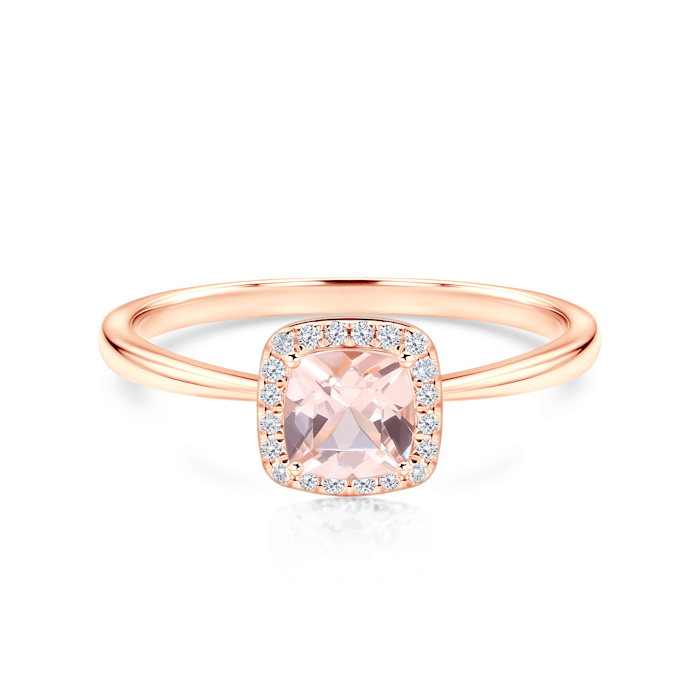 SAVICKI eljegyzési gyűrű: rózsaarany, morganit és gyémántok