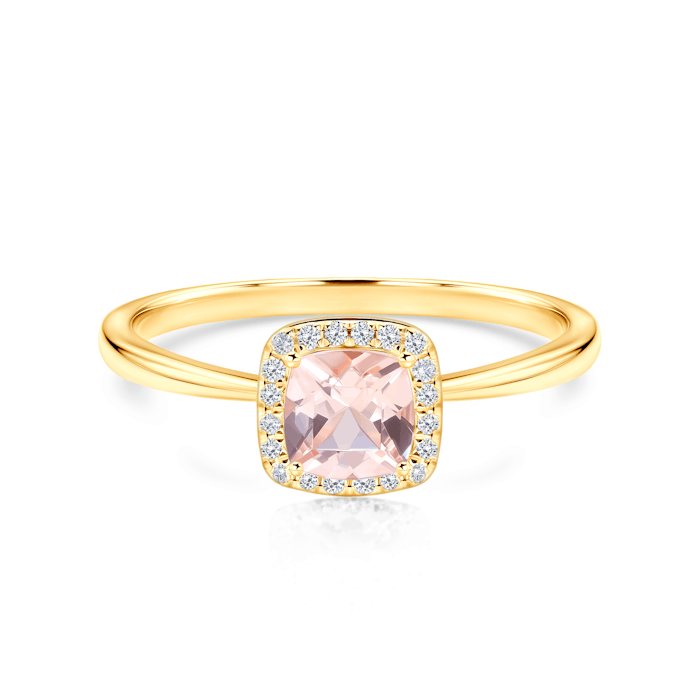 SAVICKI eljegyzési gyűrű: arany, morganit és gyémántok
