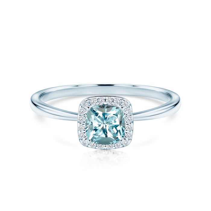 SAVICKI eljegyzési gyűrű: fehérarany, akvamarin és gyémántok