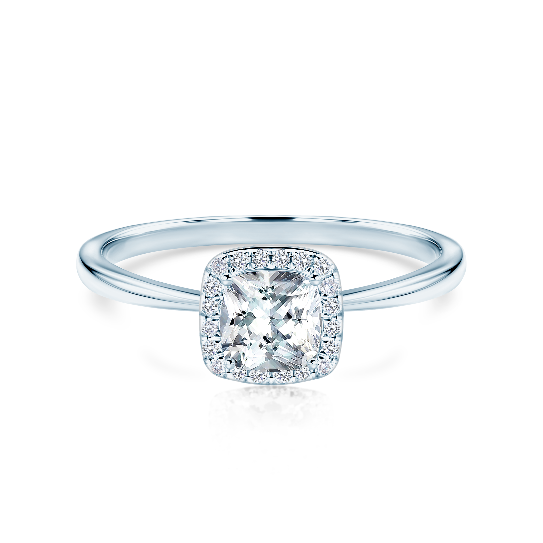 Каблучка для заручин Savicki: біле золото, білий сапфір, діаманти