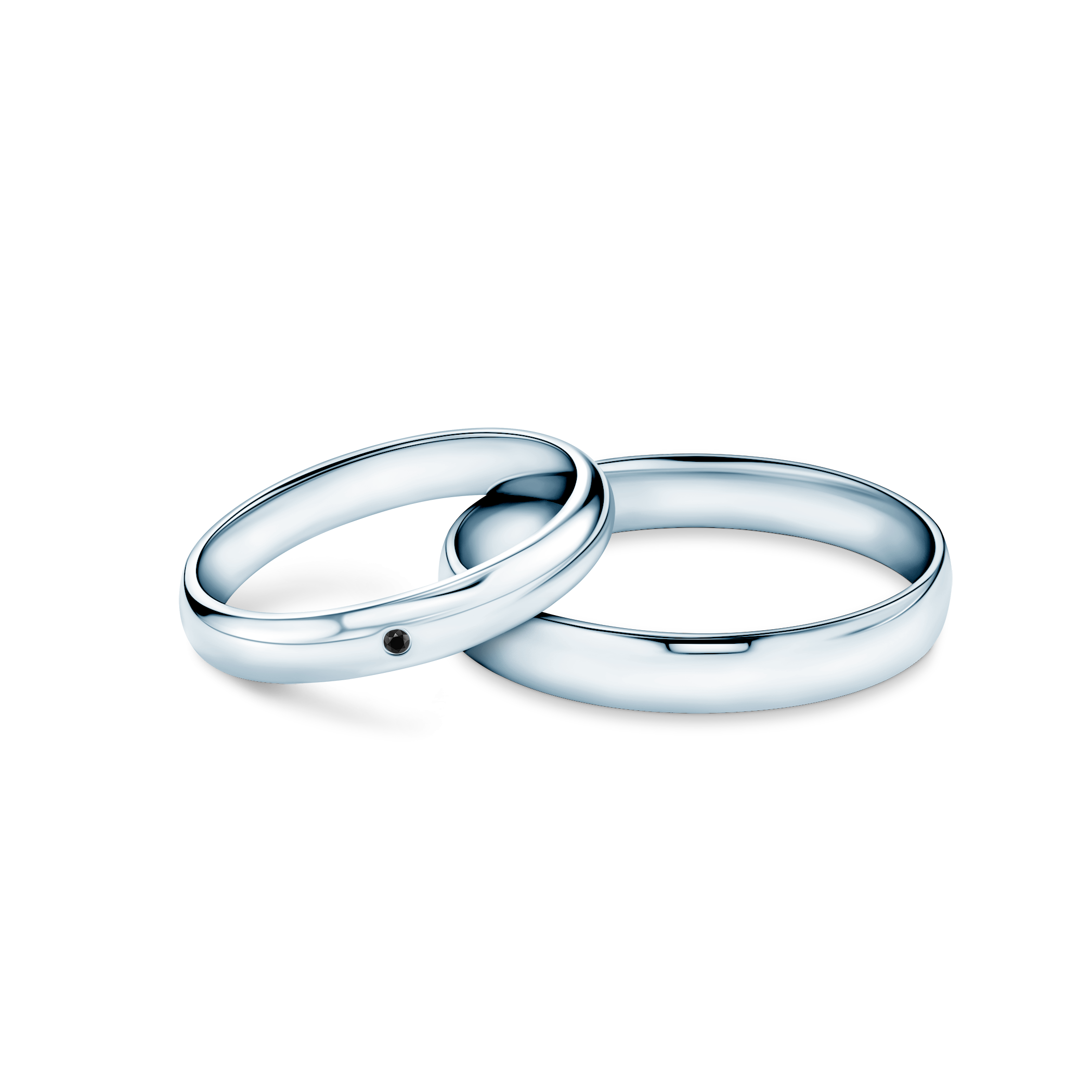 Δαχτυλίδια Fairytale: λευκός χρυσός, μαύρο διαμάντι, ημικυκλικά, 3 mm και 4 mm