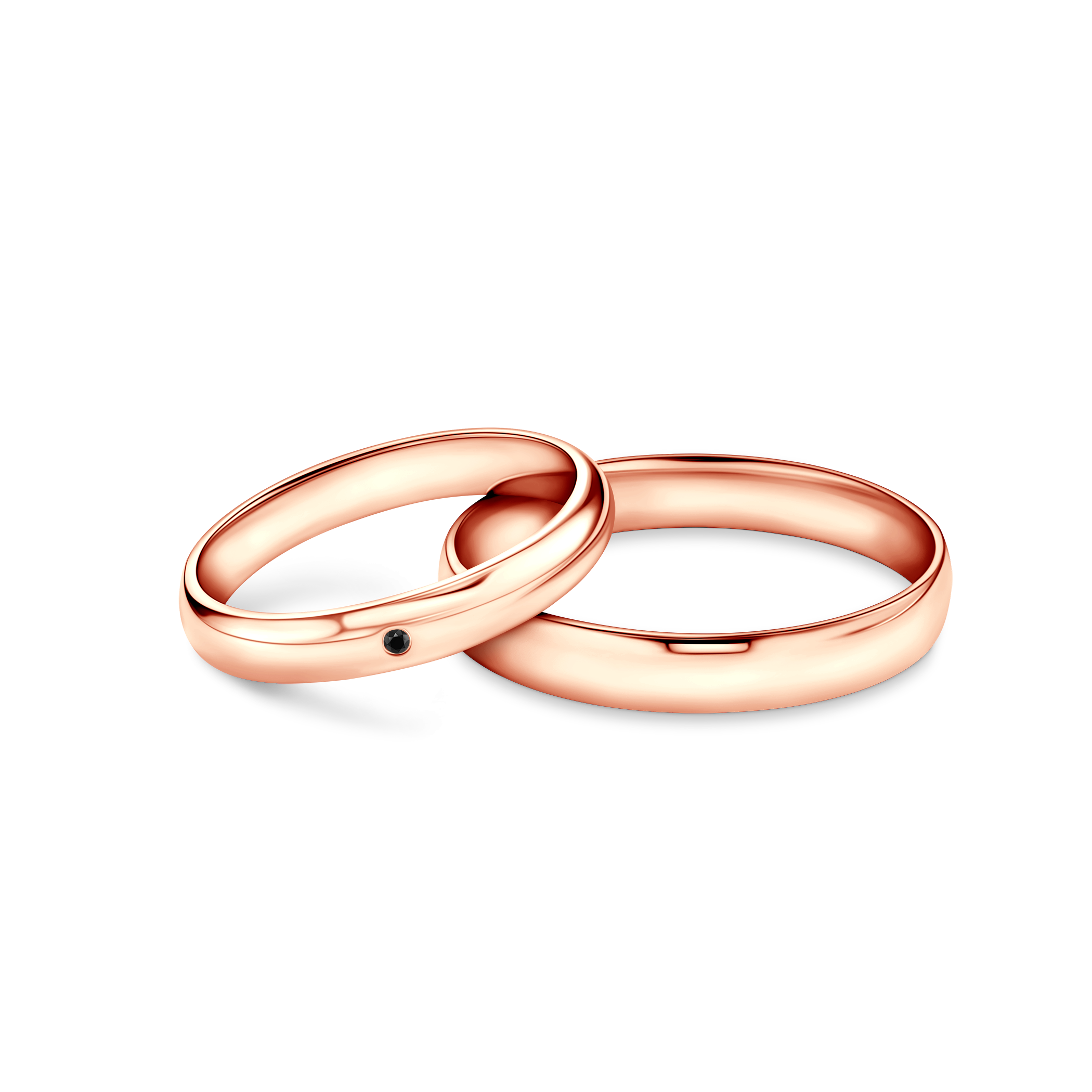 Fairytale Collection | Wedding Rings: rose gold, black diamond, D-Shaped, 3 mm and 4 mm