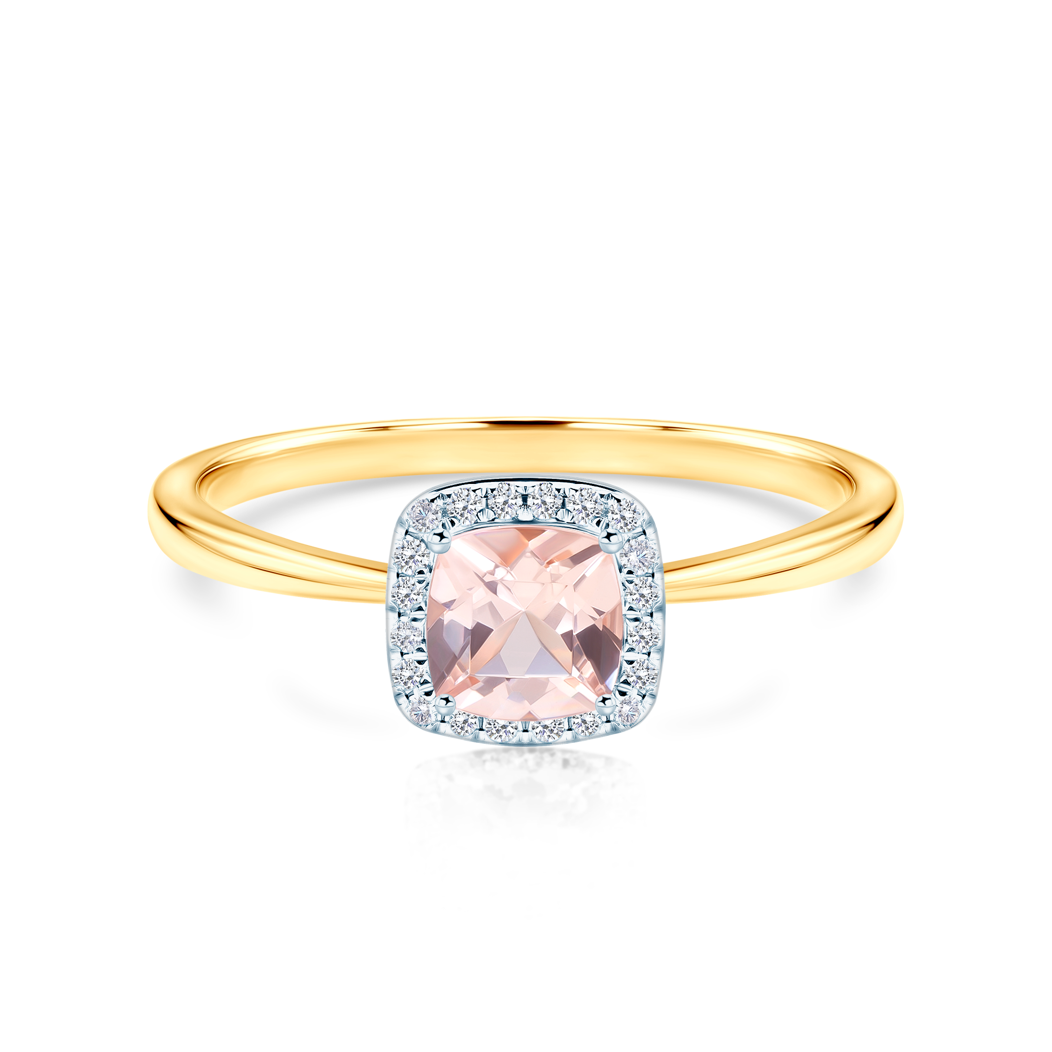 SAVICKI годежен пръстен: двуцветно злато. морганит. диаманти