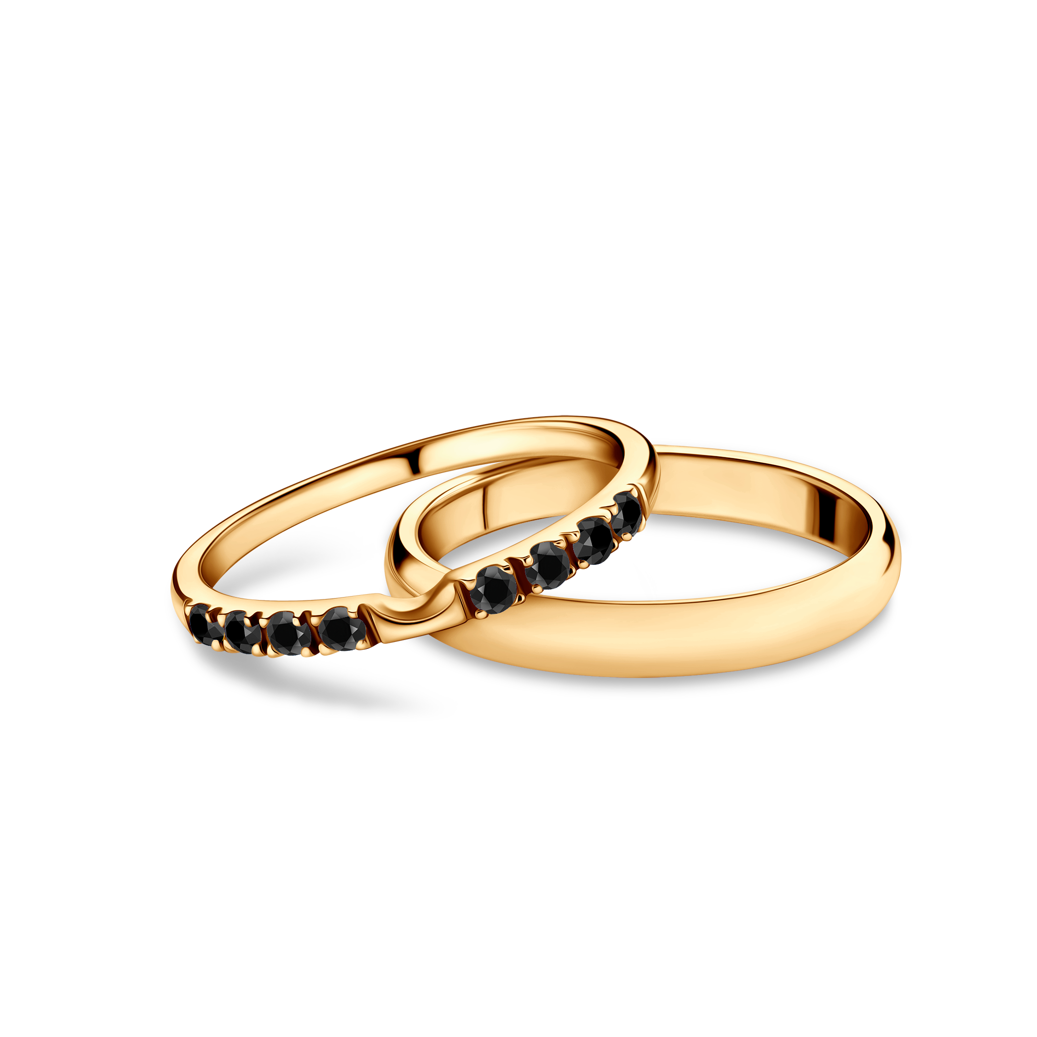 Eheringe The Journey: Gold, Schwarz Diamant, Halbrund, 2 mm und 3 mm