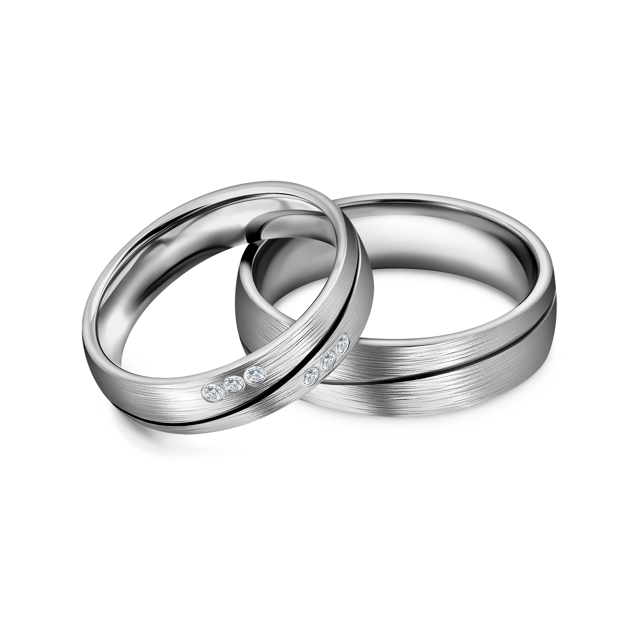 Весільні обручки: титан, напівкруглі, 6 і 5 мм