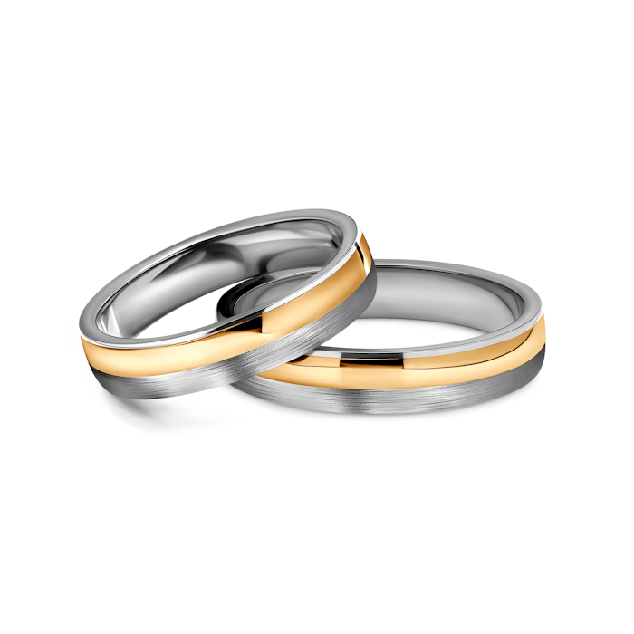 Весільні обручки: титан, золото, напівкруглі, 4 мм