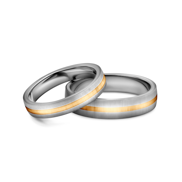 Весільні обручки: титан, золото, напівкруглі, 5 і 4 мм