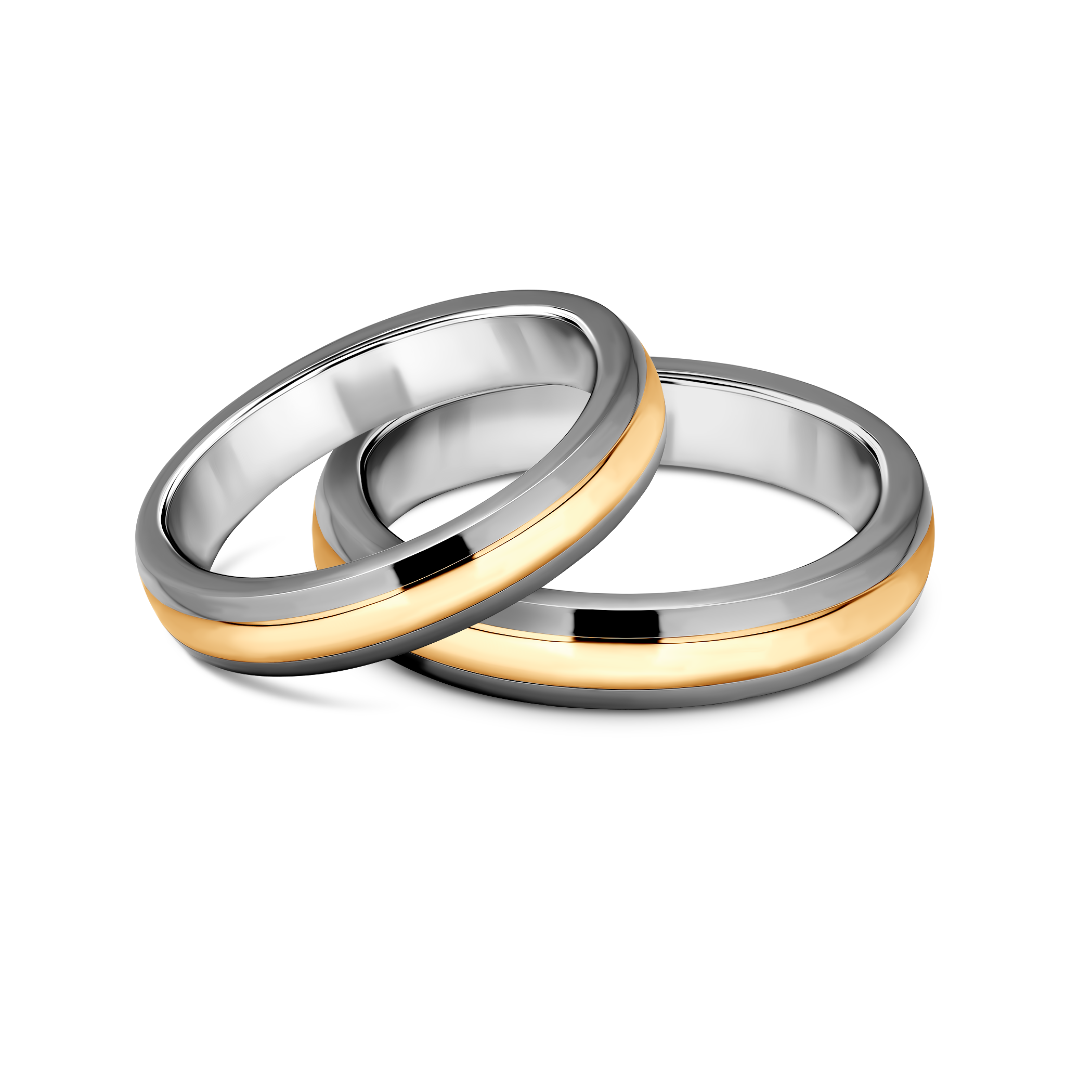 Весільні обручки: титан, золото, напівкруглі, 5 мм