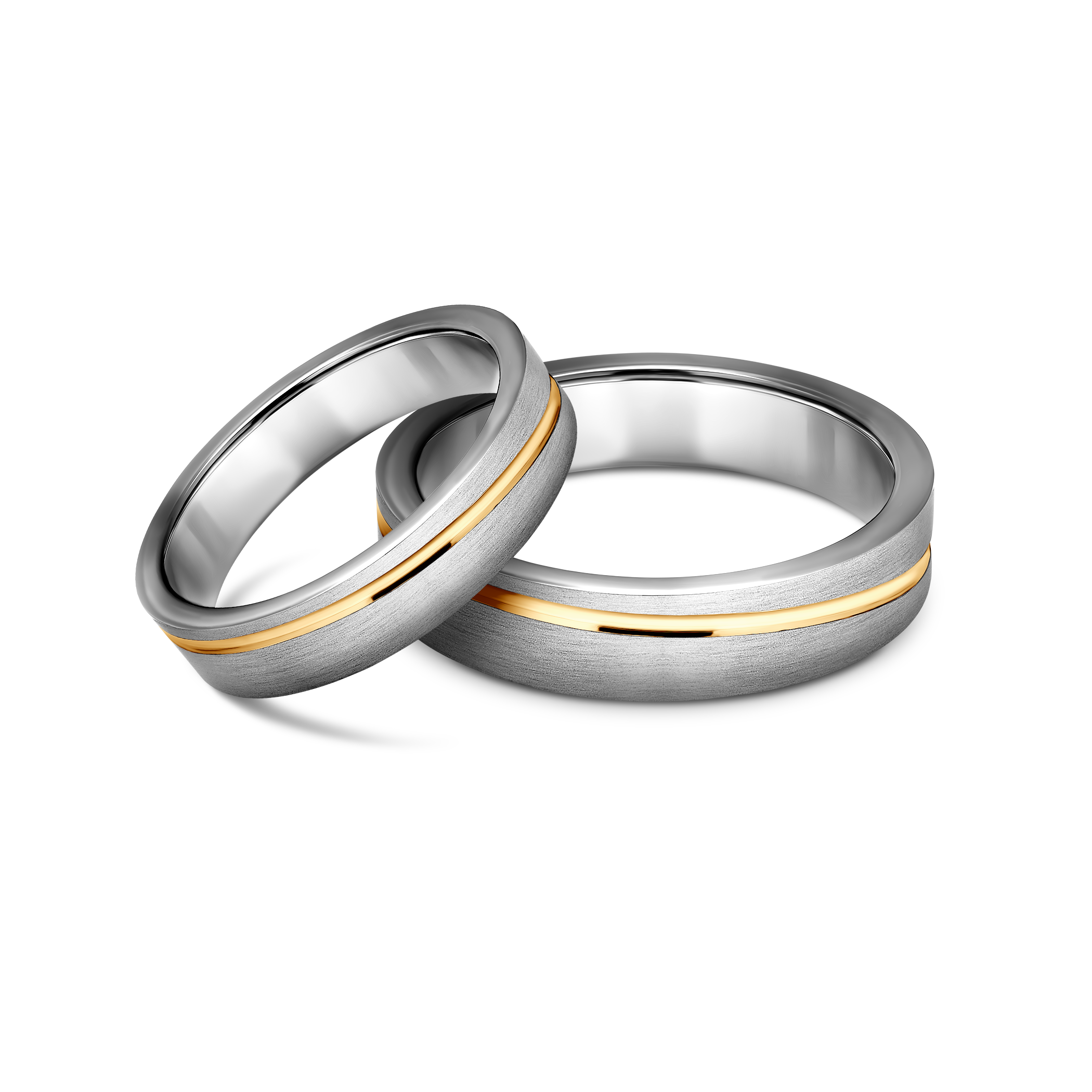 Весільні обручки: титан, золото, плоскі, 5 і 4 мм