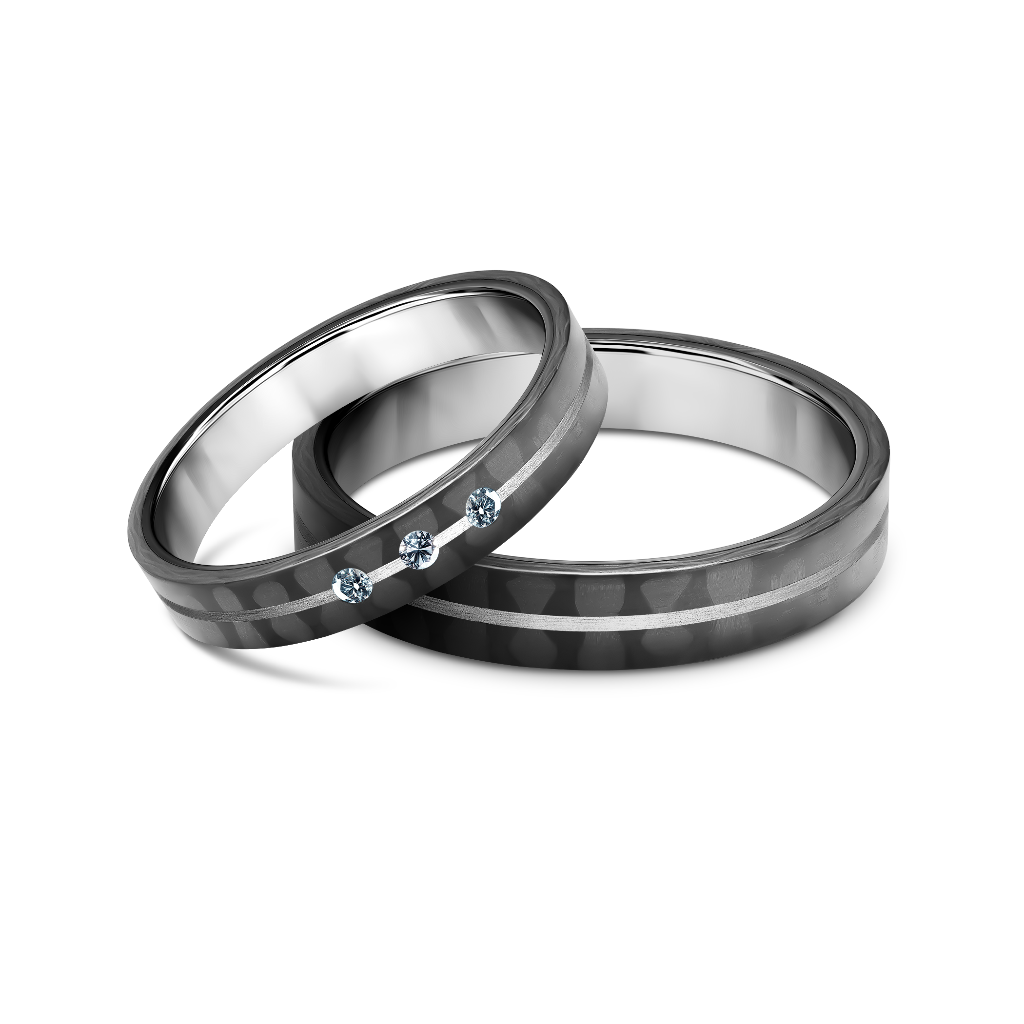 Весільні обручки: карбон, титан, плоскі, 4 мм