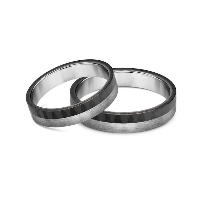 Весільні обручки: карбон, титан, плоскі, 4 мм