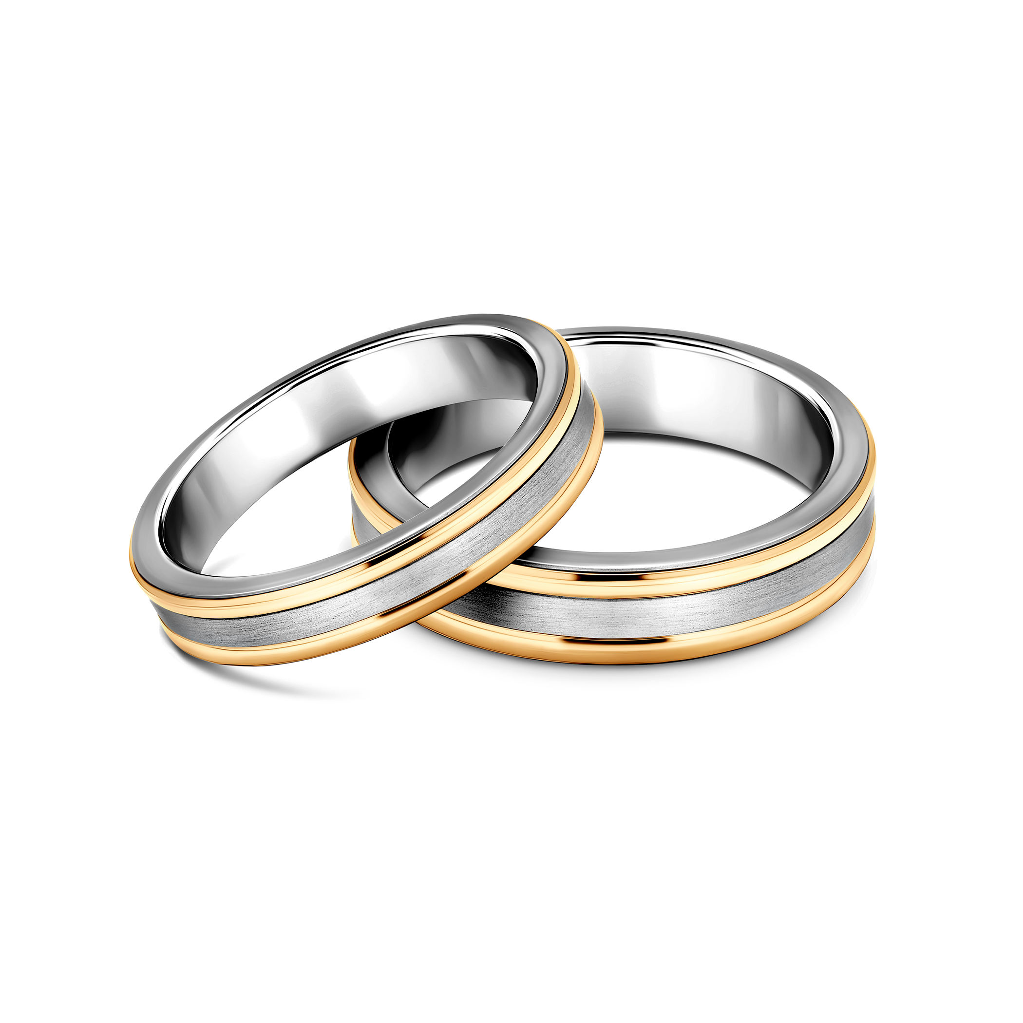 Весільні обручки: титан, золото, плоскі, 5 і 4 мм