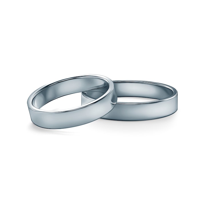 Verighete: platină, plate, 4 mm