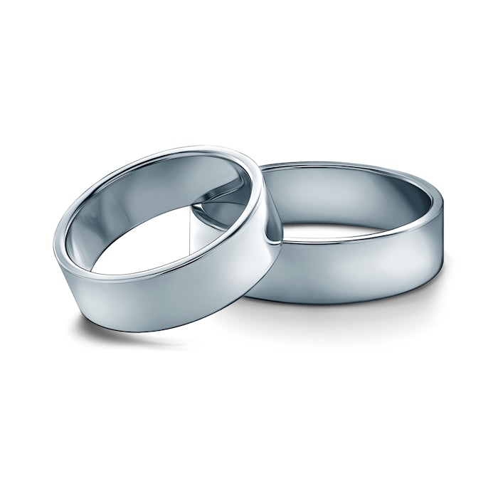 Verighete: platină, plate, 6 mm