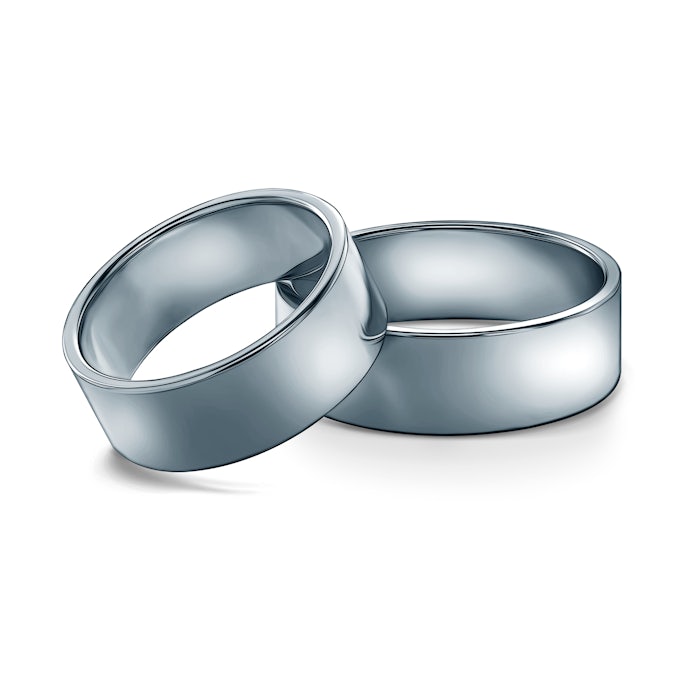 Весільні обручки: платина, плоскі, 7 мм