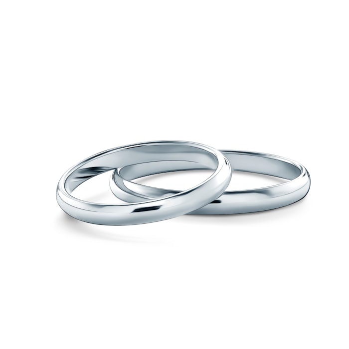 Wedding rings: platinum, half-round, 2 mm