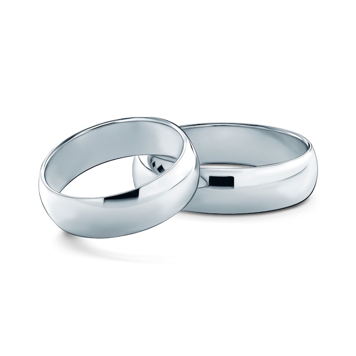 Verighete: platină, semirotunde, 6 mm