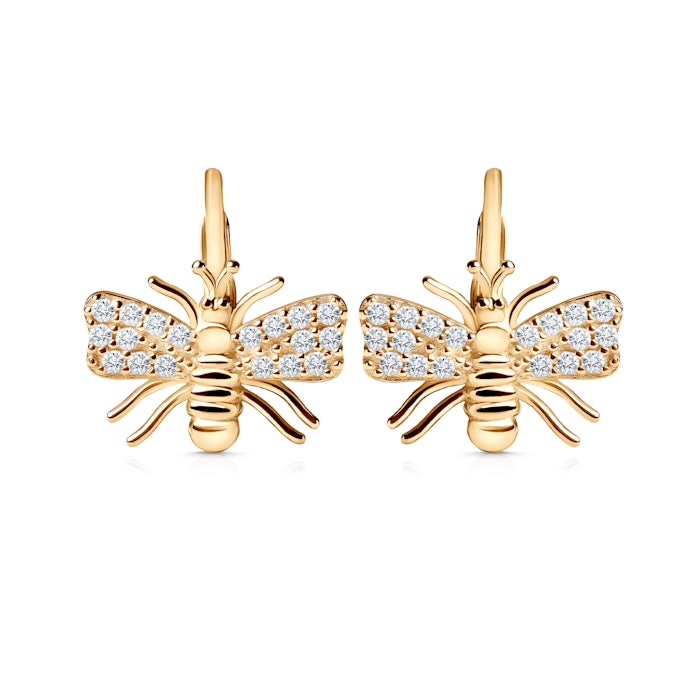 SAVICKI butterfly earrings: gold, zircons