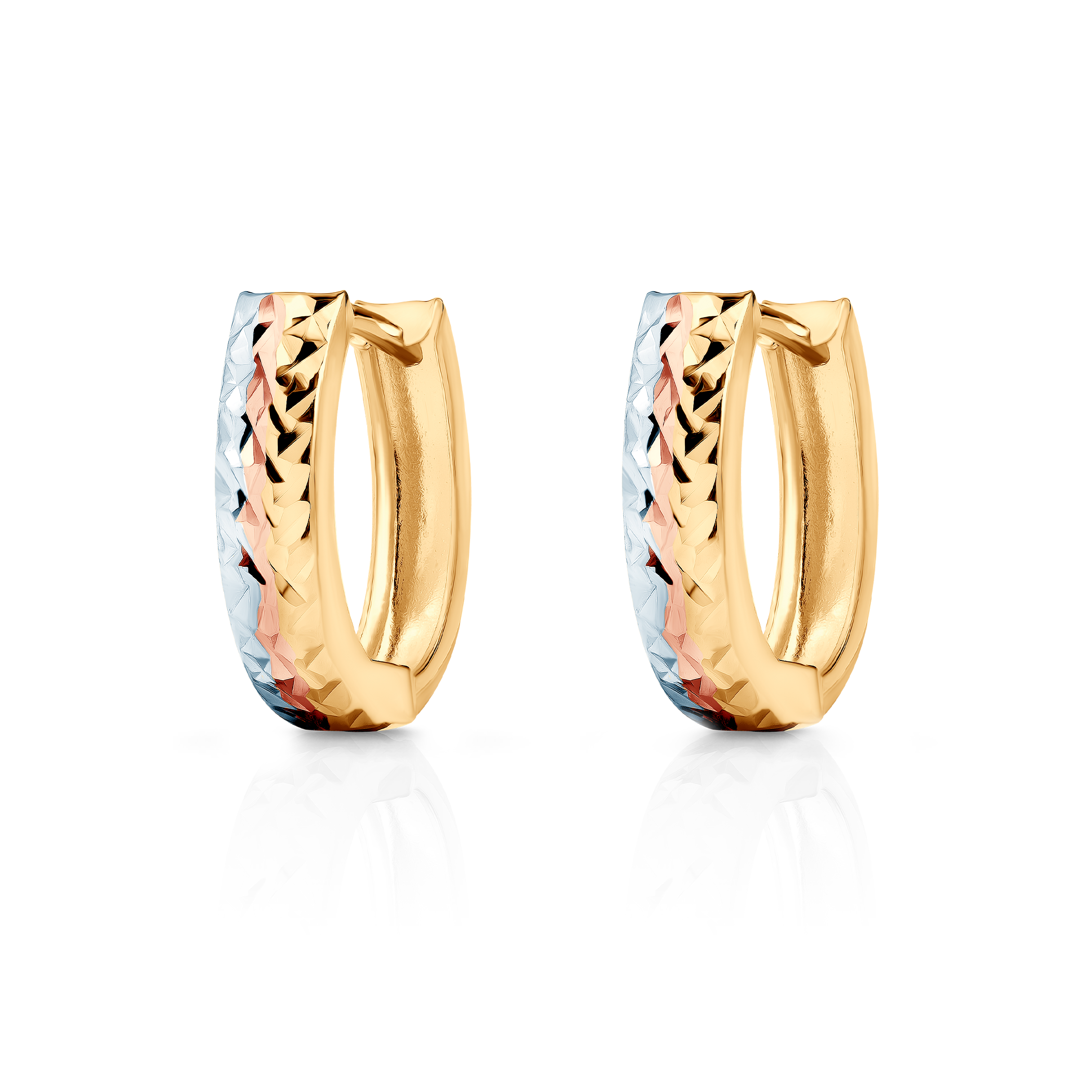 Fülbevaló SAVICKI: három színű arany, cirkónia