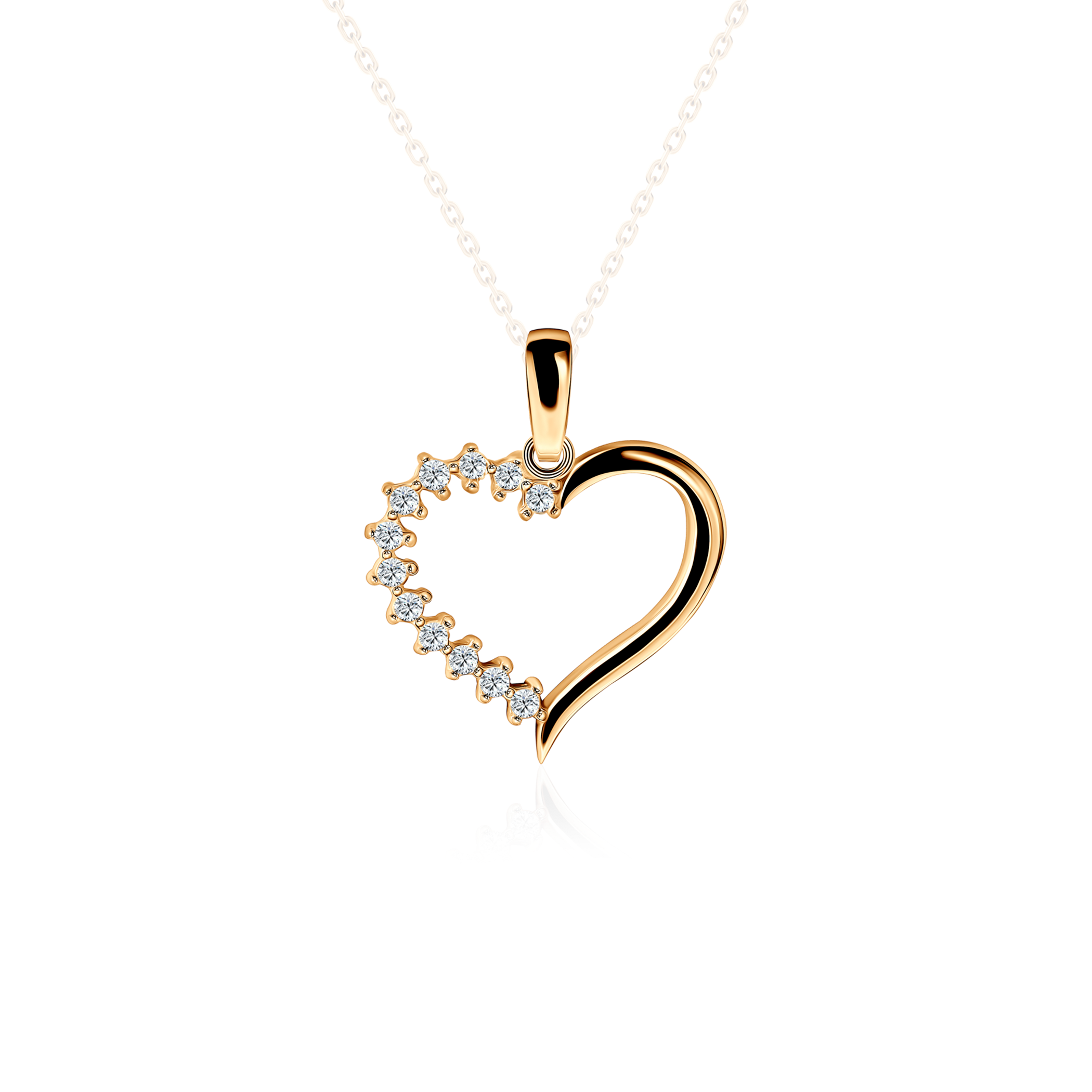 SAVICKI heart pendant: gold, cubic zirconia