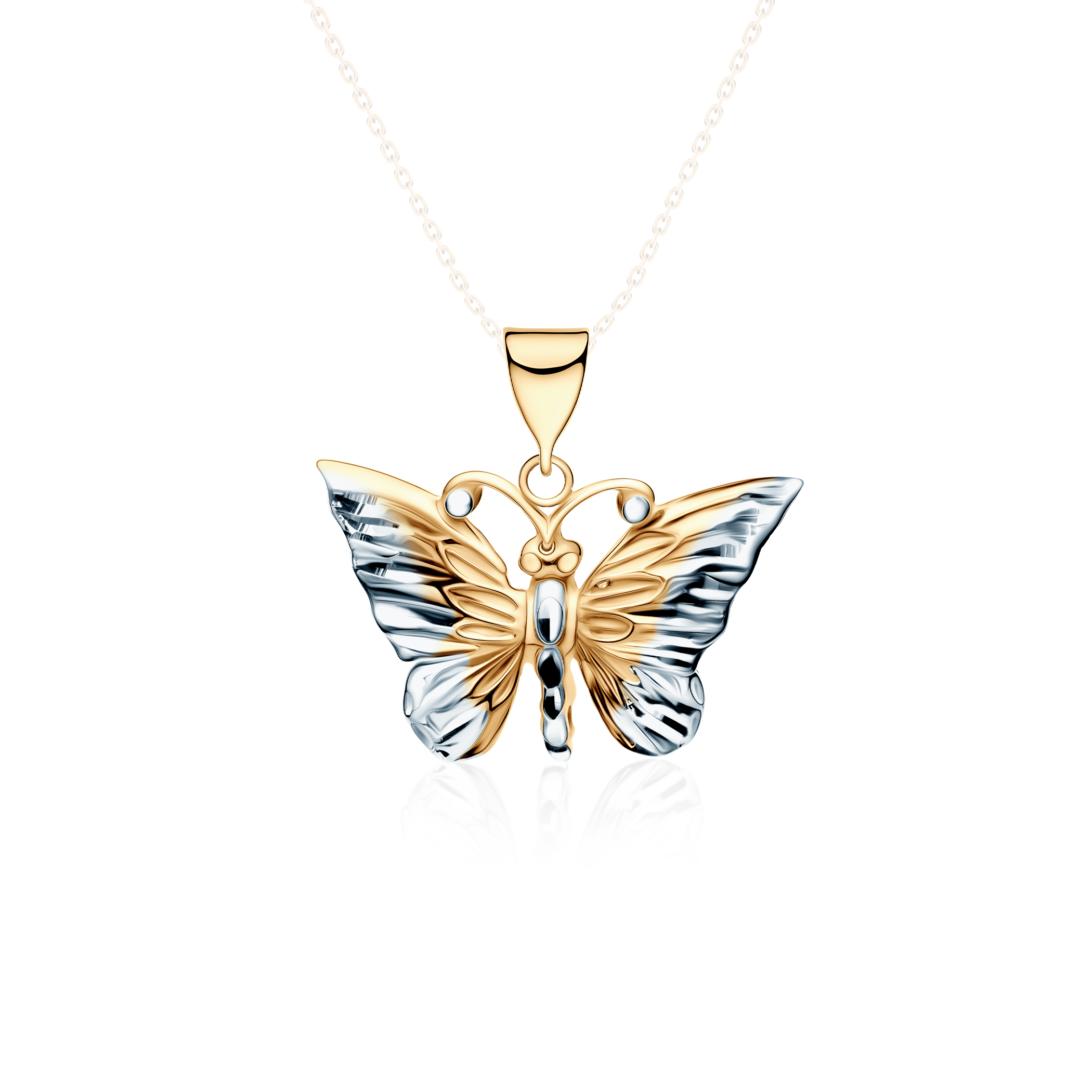 SAVICKI butterfly pendant: two-tone gold