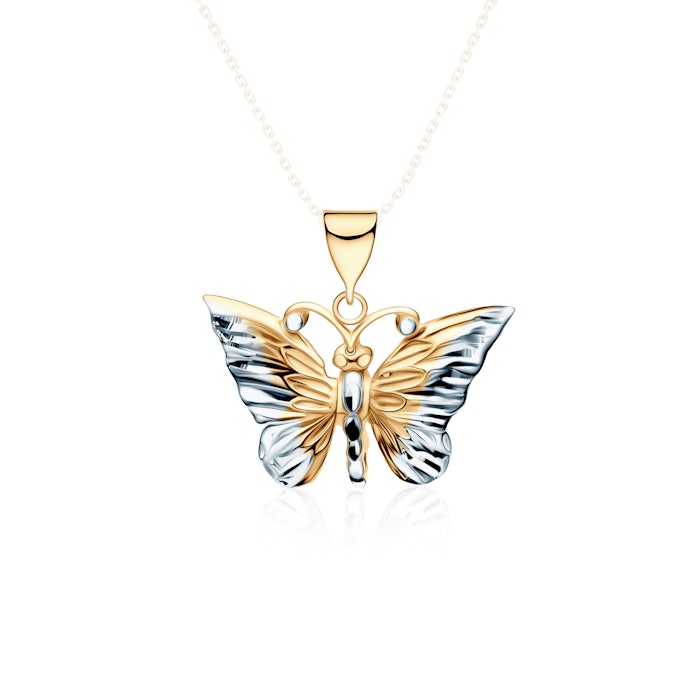 SAVICKI butterfly pendant: two-tone gold
