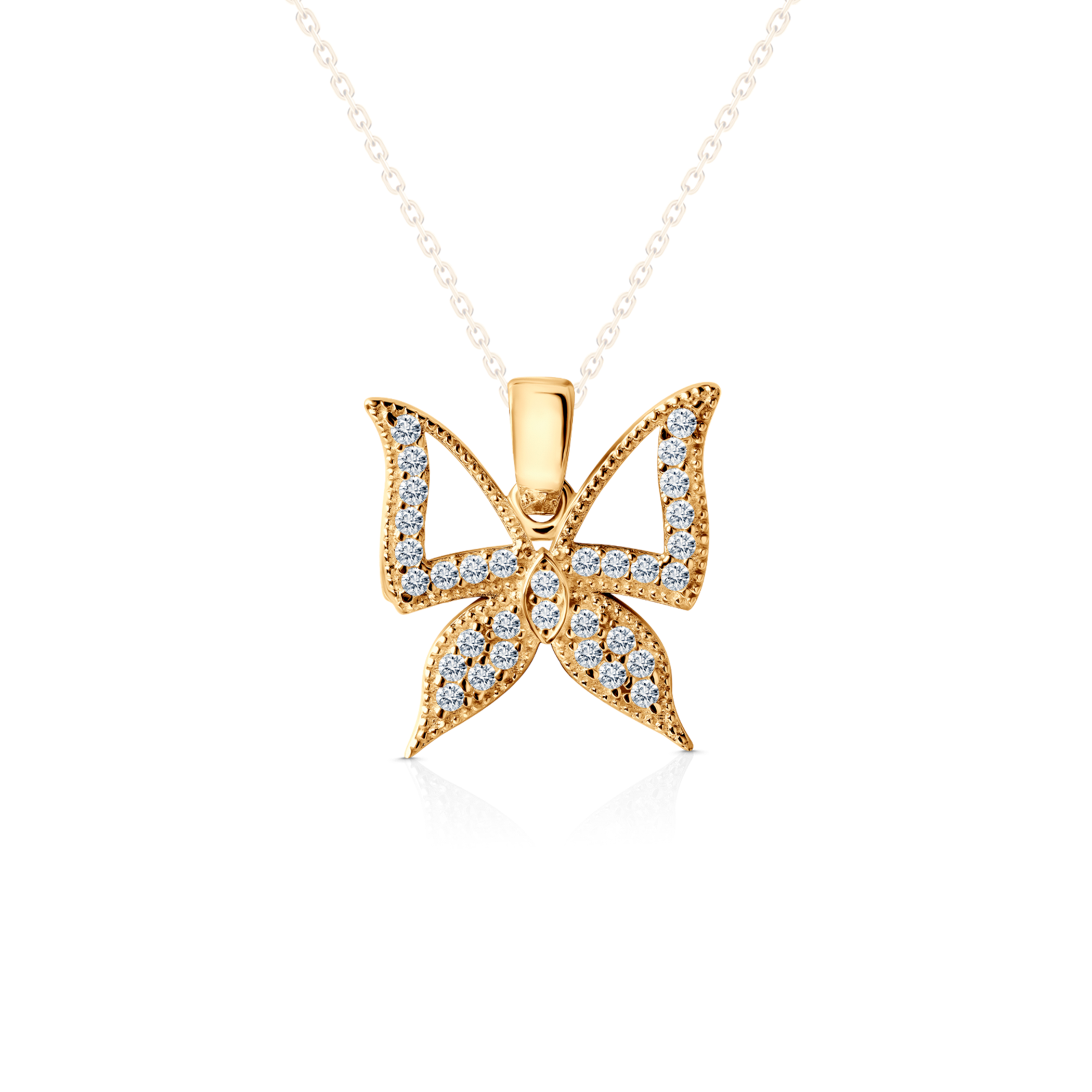 SAVICKI butterfly pendant: gold, zircons