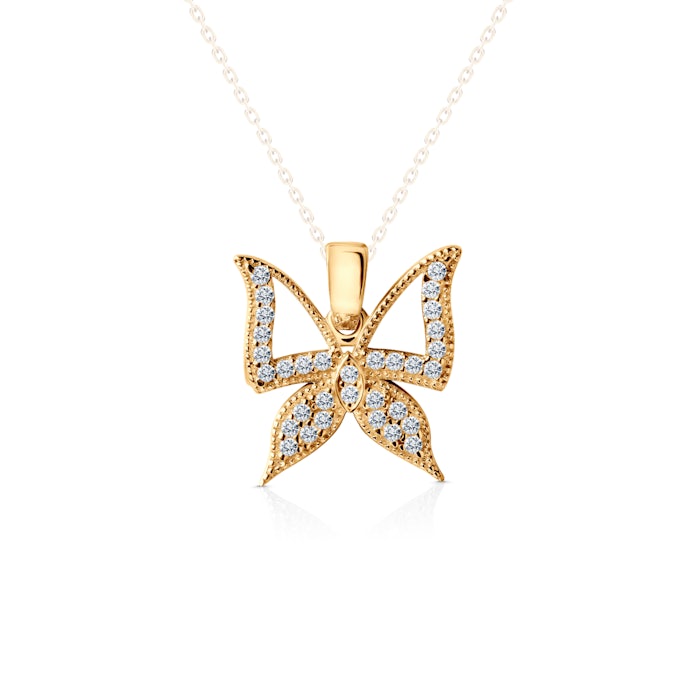 SAVICKI butterfly pendant: gold, zircons