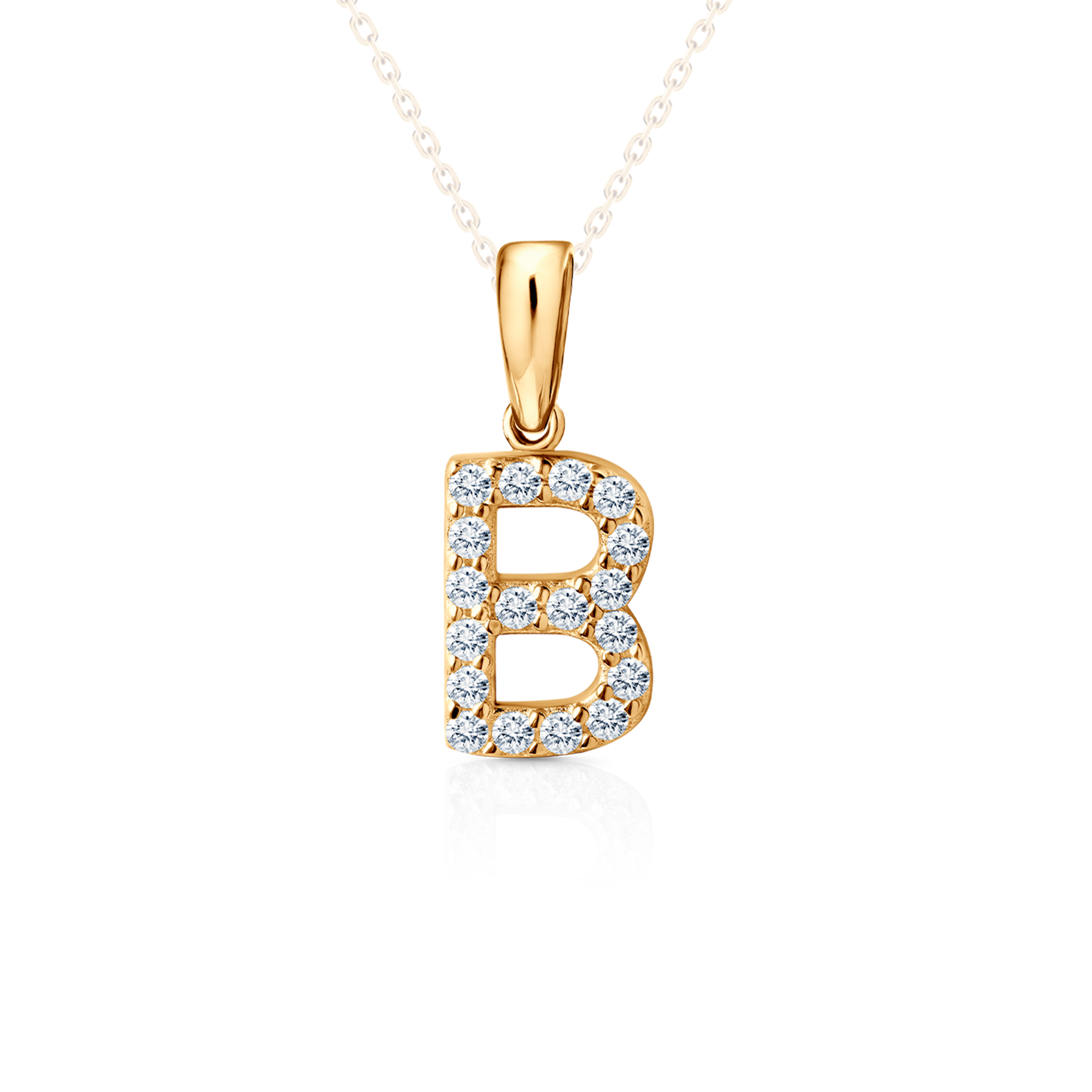 SAVICKI Letter B pendant: gold, zircons