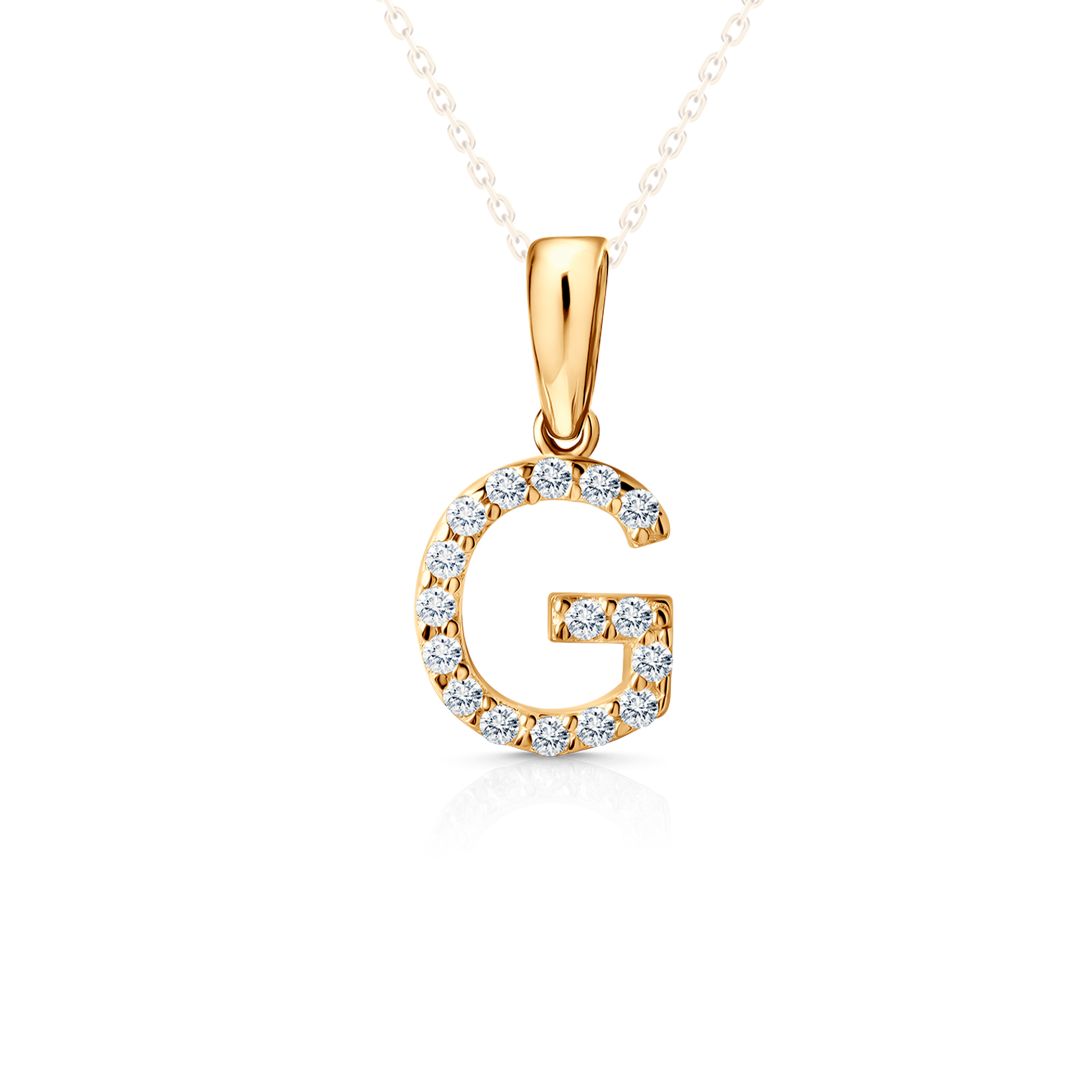 SAVICKI Letter G pendant: gold, zircons