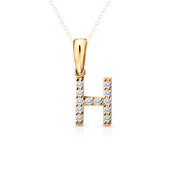 SAVICKI Letter H pendant: gold, zircons