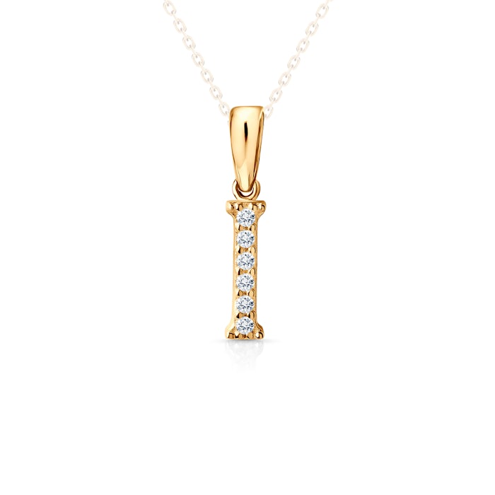 SAVICKI Letter I pendant: gold, zircons
