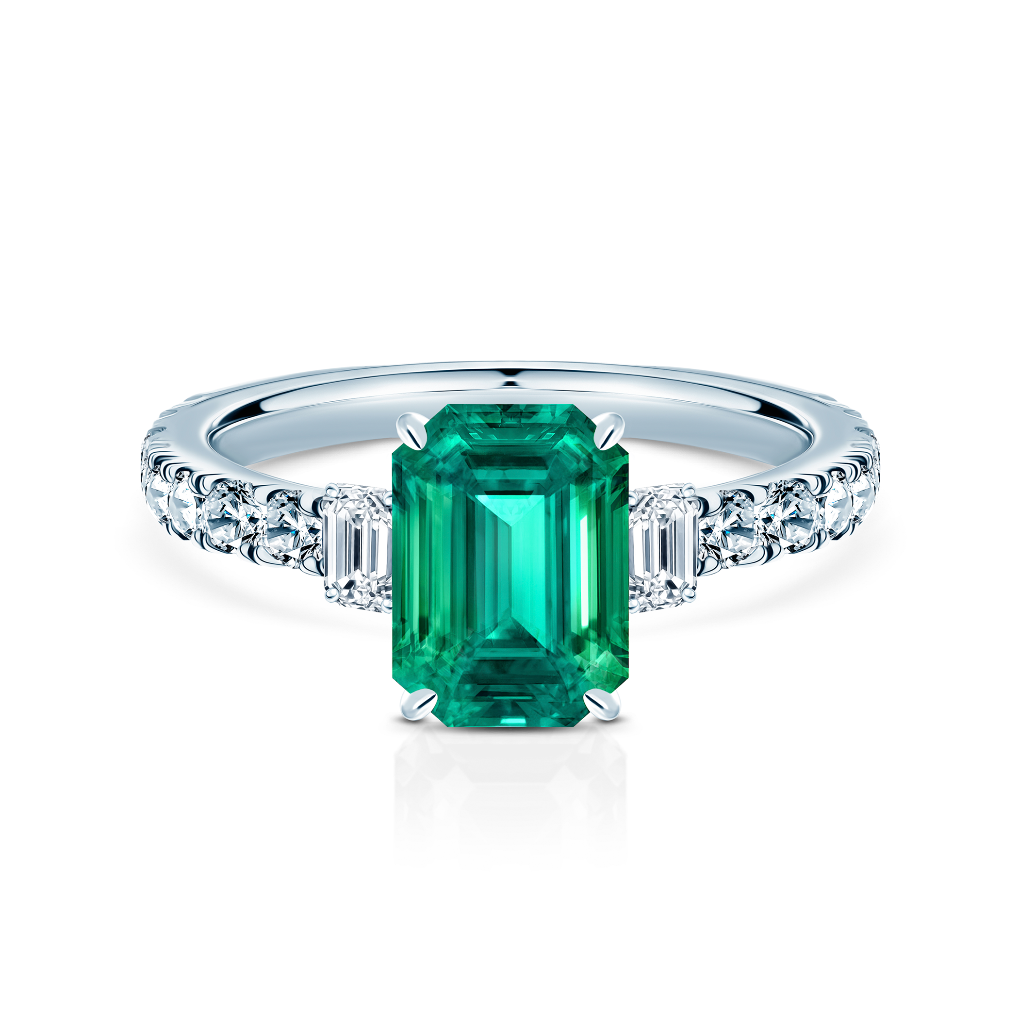 Savicki ring: white gold, emerald, diamonds