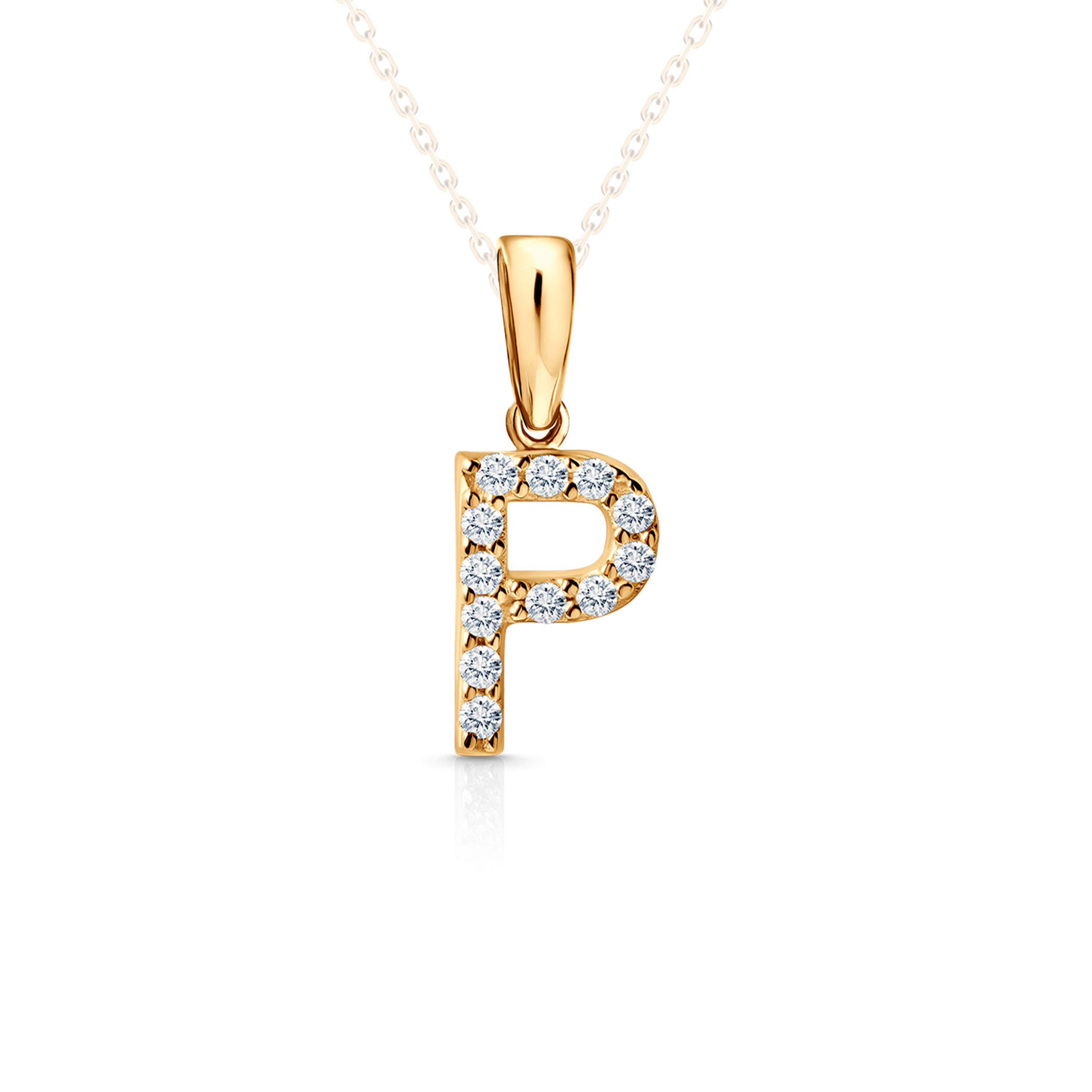SAVICKI Letter P pendant: gold, zircons