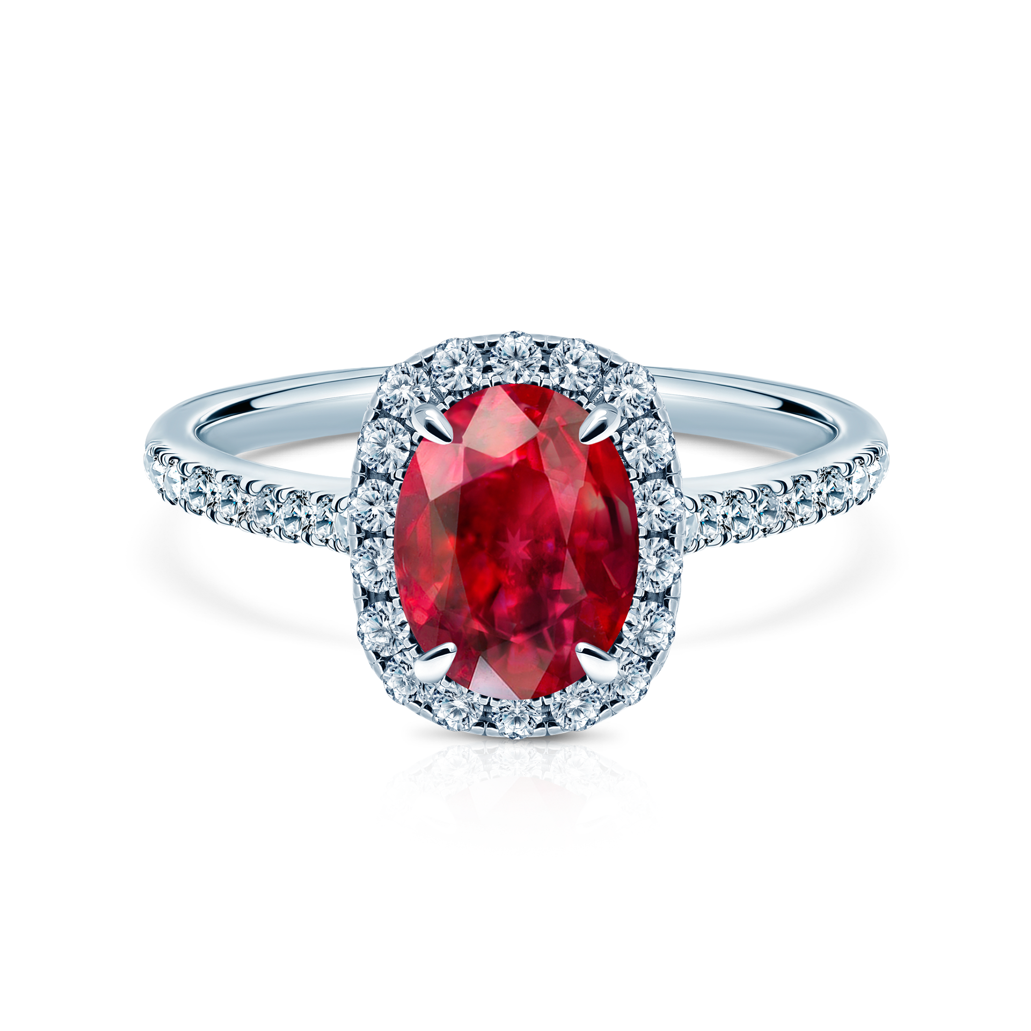 Savicki ring: white gold, ruby, diamonds