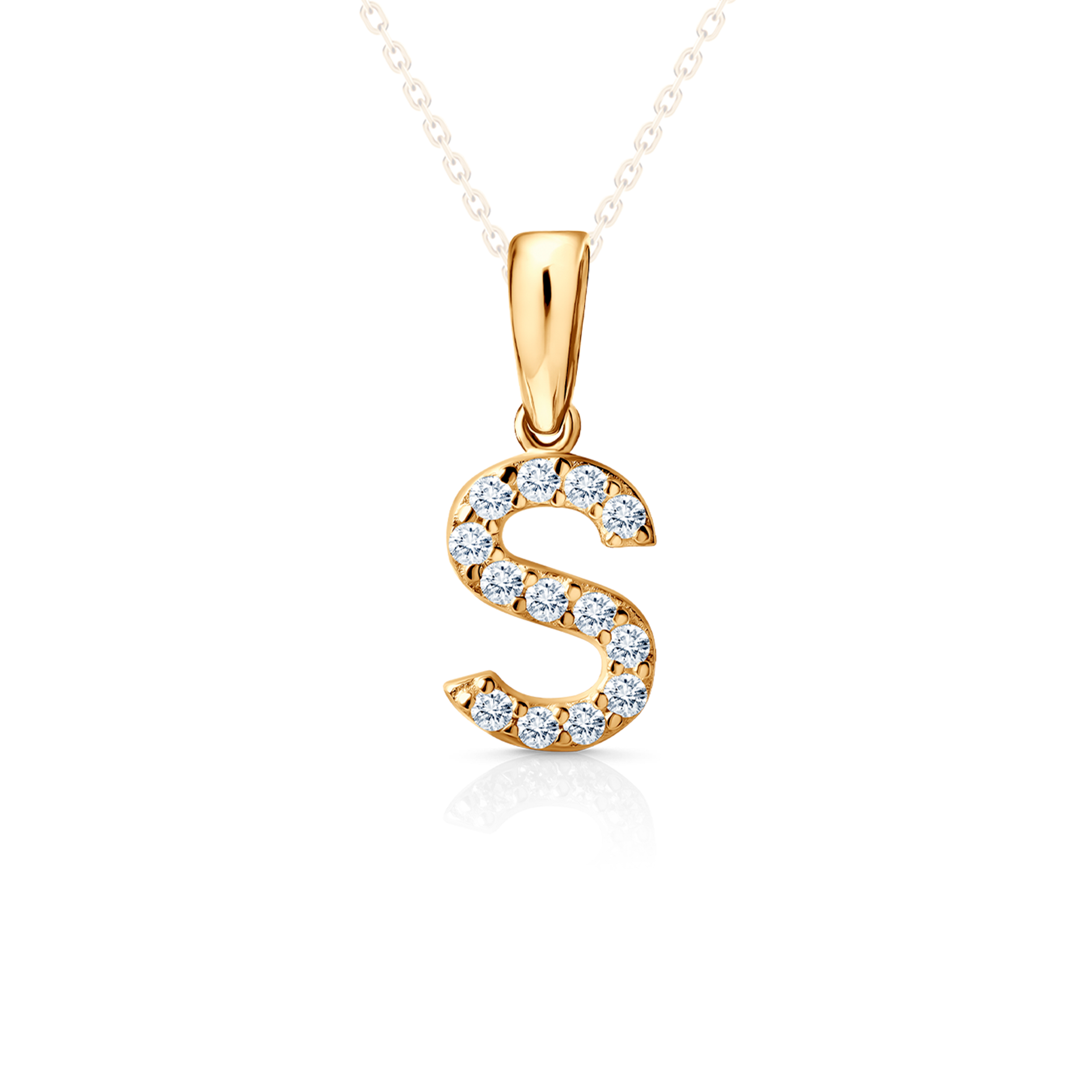 SAVICKI Letter S pendant: gold, zircons
