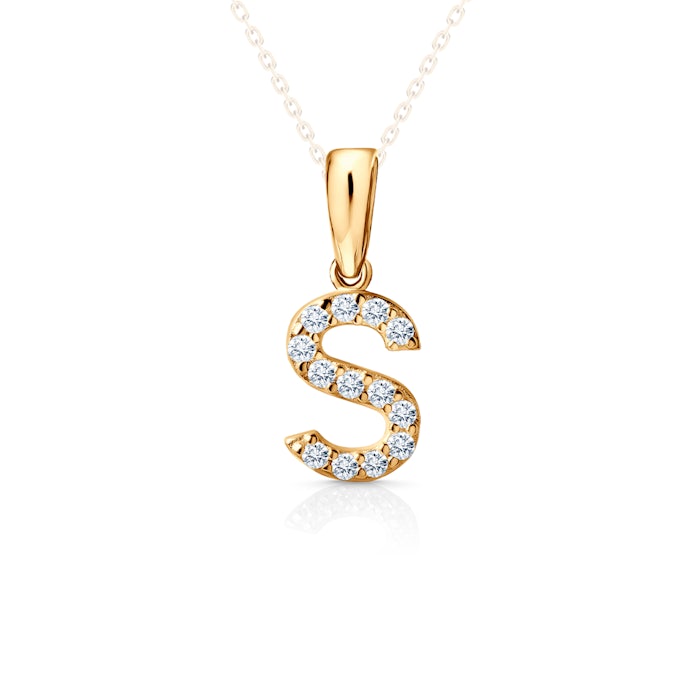 SAVICKI Letter S pendant: gold, zircons