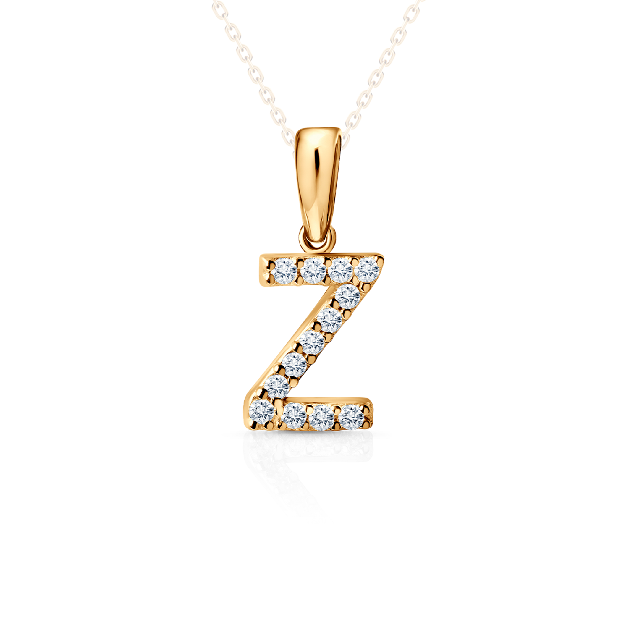 SAVICKI Letter Z pendant: gold, zircons
