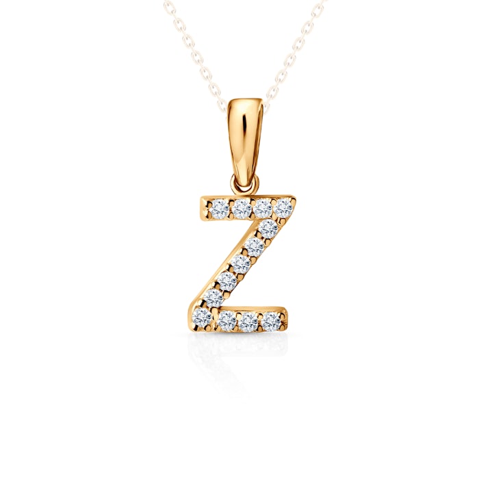 SAVICKI Letter Z pendant: gold, zircons