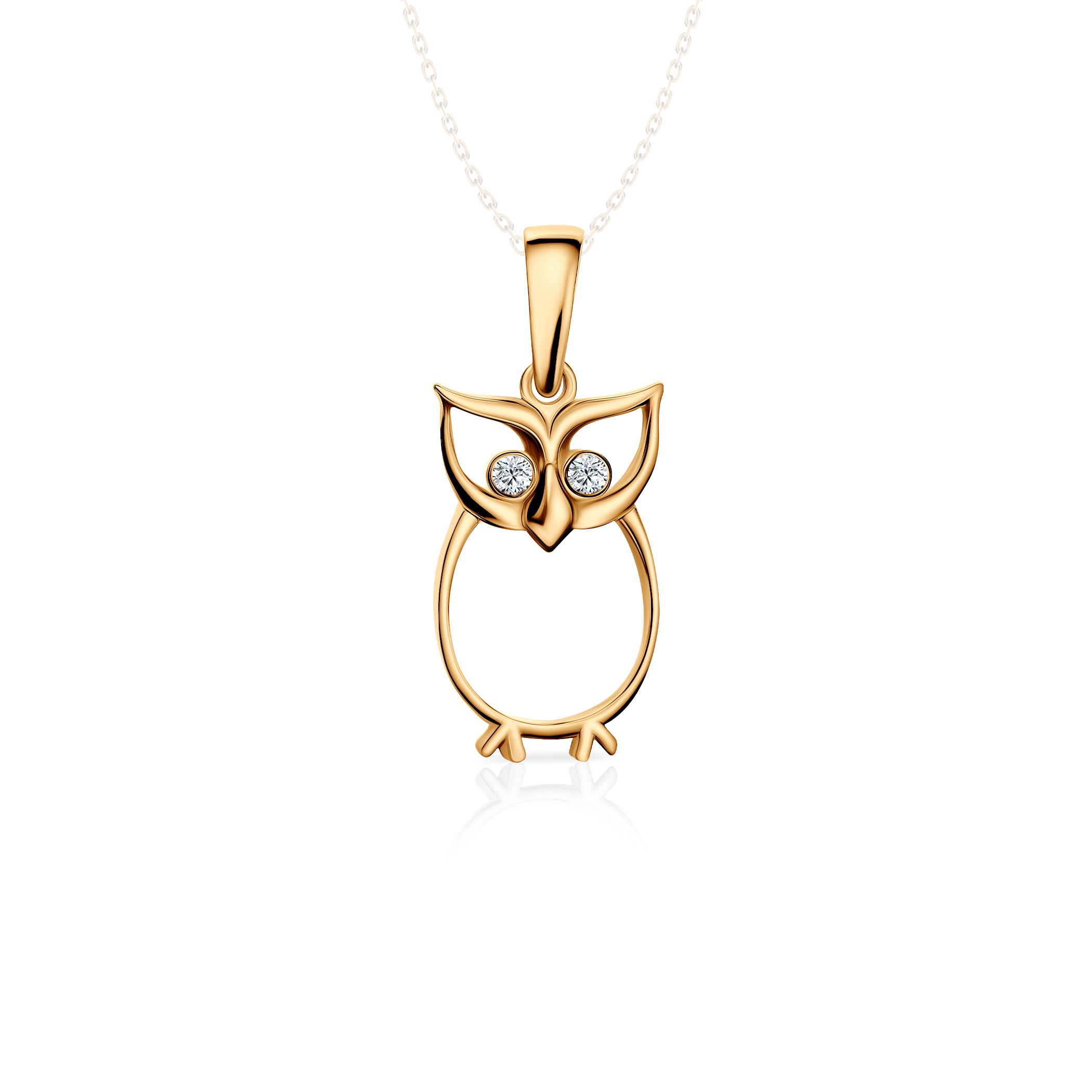 SAVICKI owl pendant: gold, zircons