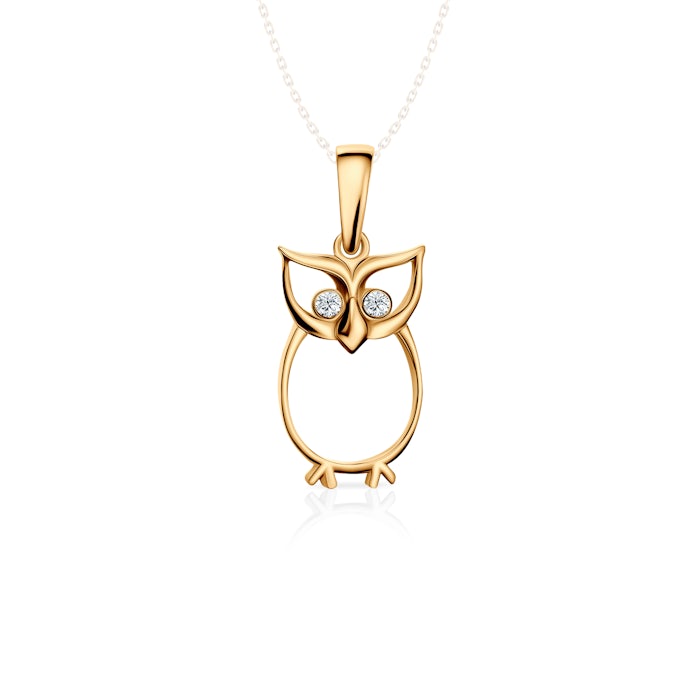 SAVICKI owl pendant: gold, zircons