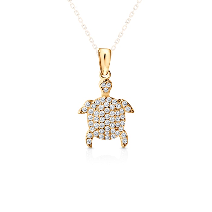 SAVICKI turtle pendant: gold, zircons