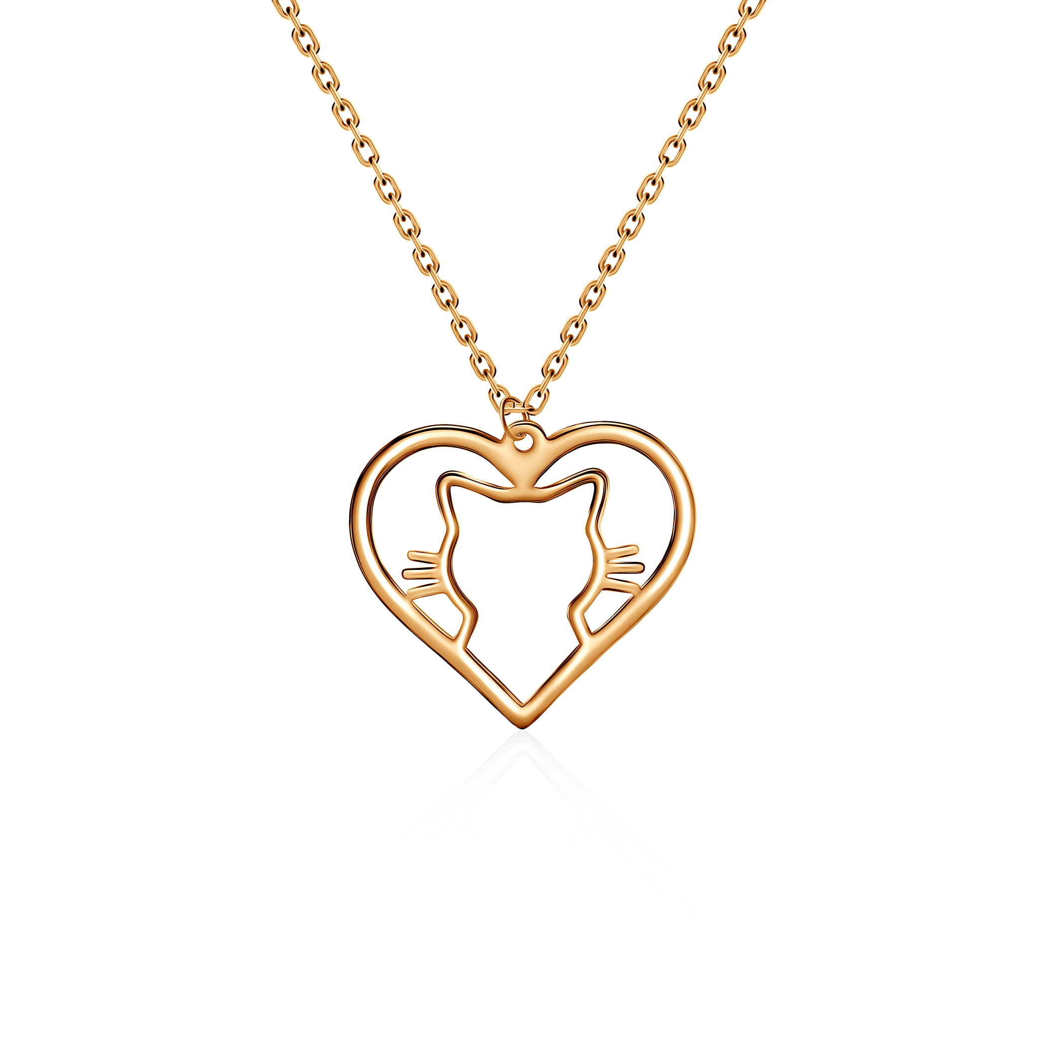 Colier inimă și pisică Savicki: aur