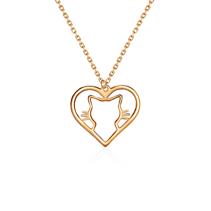 SAVICKI heart and cat necklace: 585 gold